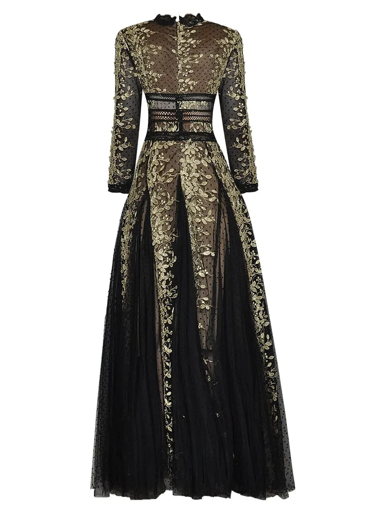 Embroidered Polka Dress