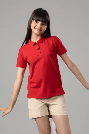 Exclusive Scarlet Red Polo T-Shirt For Girls