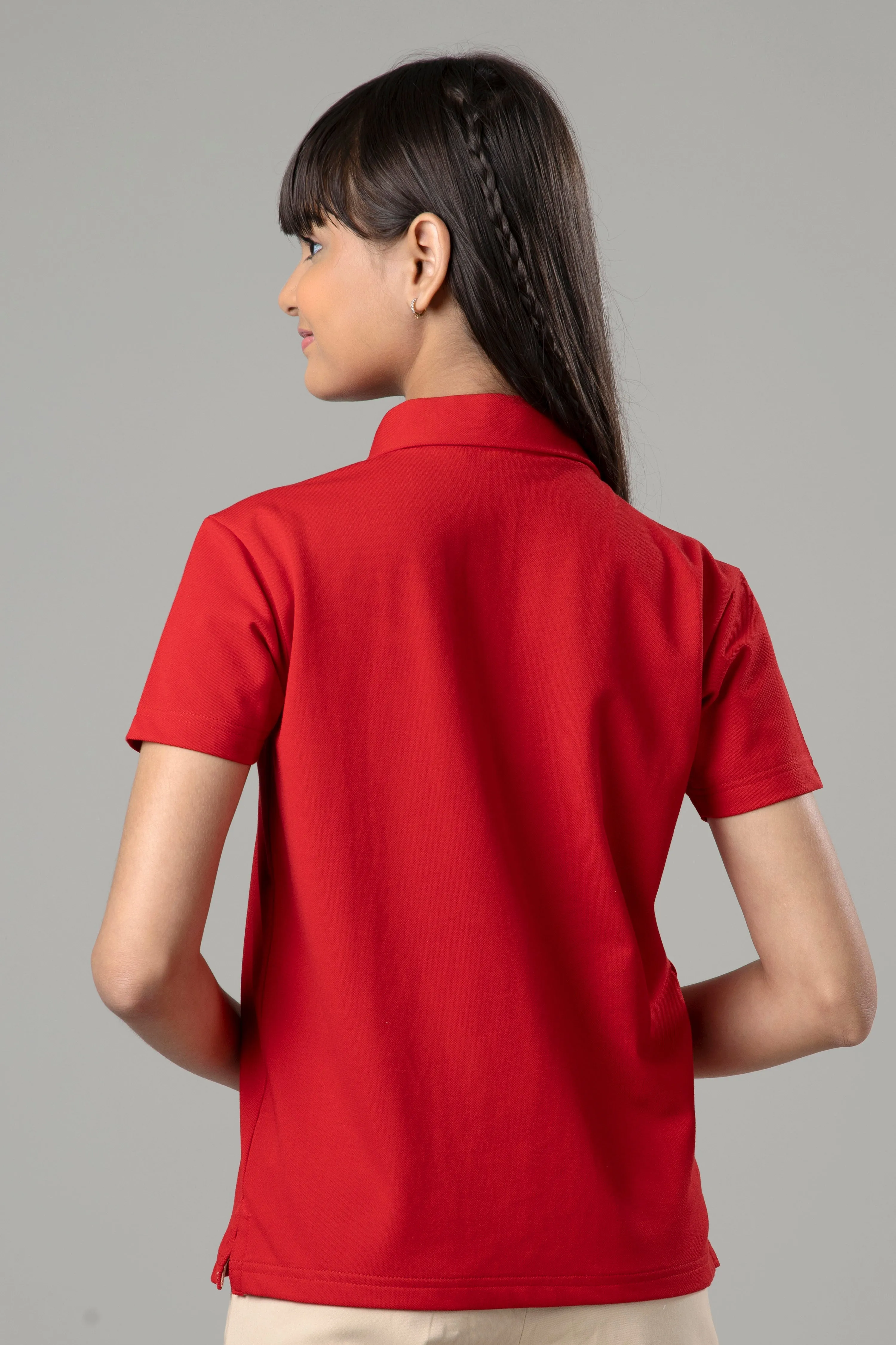 Exclusive Scarlet Red Polo T-Shirt For Girls
