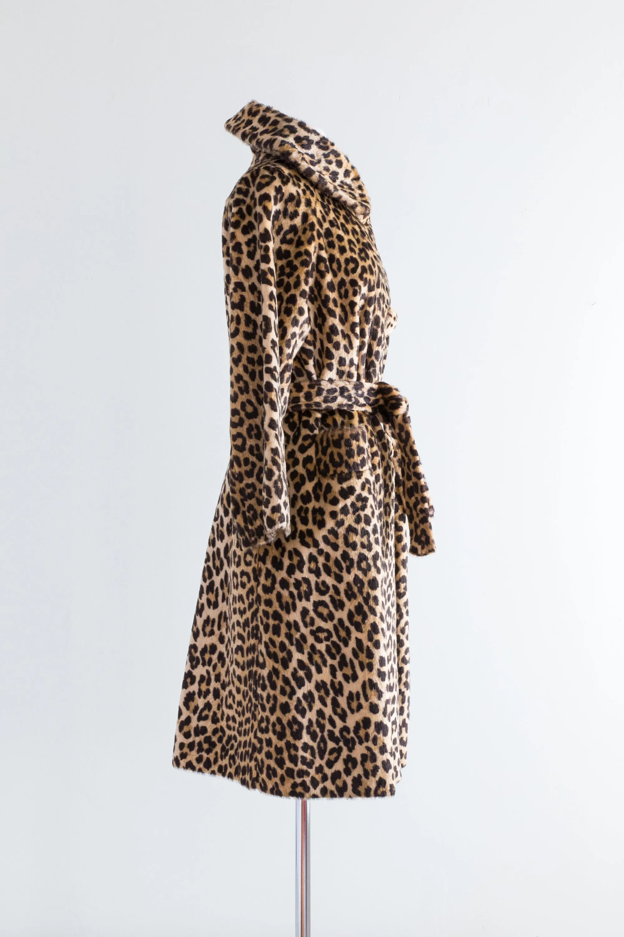 Fabulous 1960s Faux Leopard Print Trench Coat by Kilimanjaro / ML