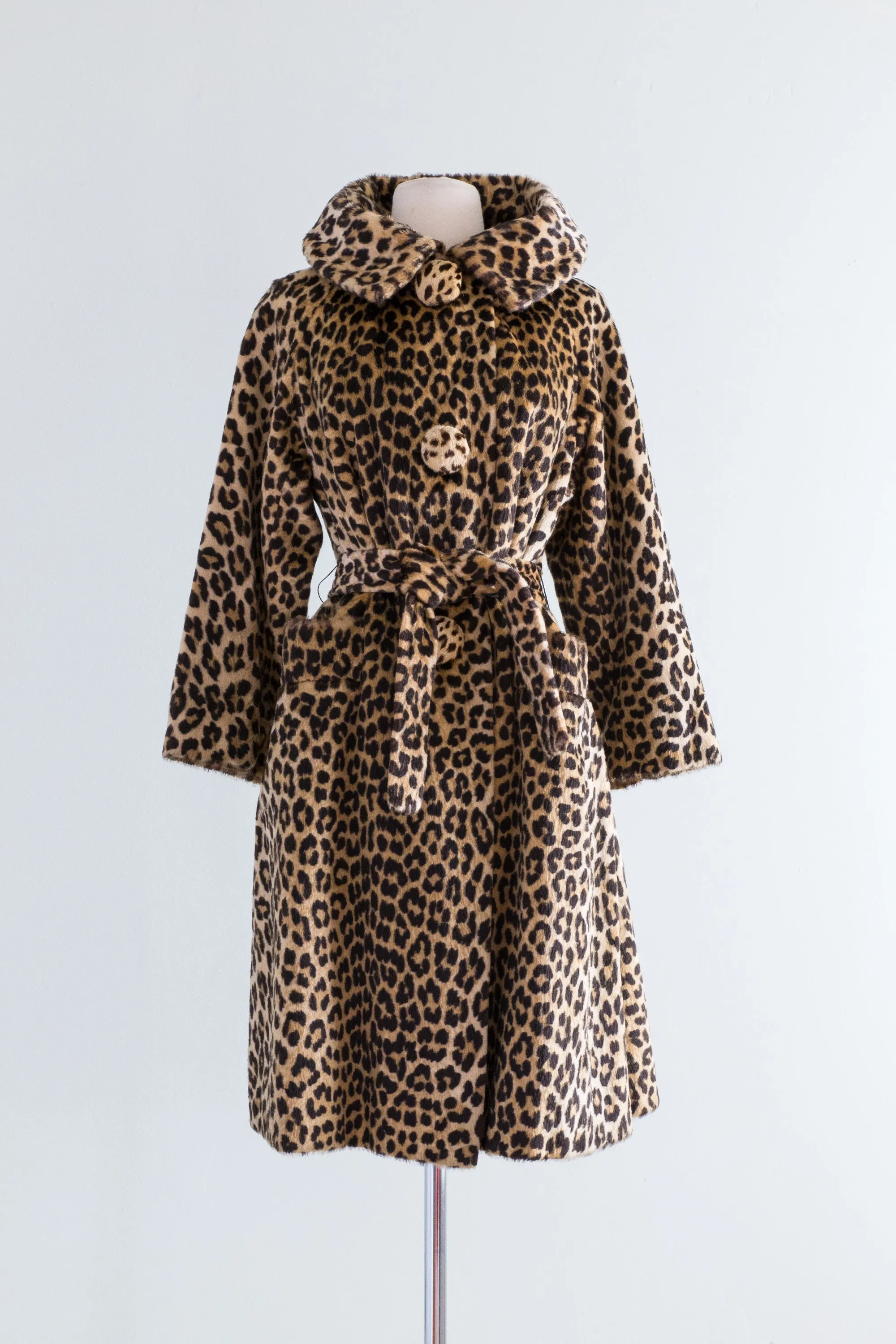 Fabulous 1960s Faux Leopard Print Trench Coat by Kilimanjaro / ML