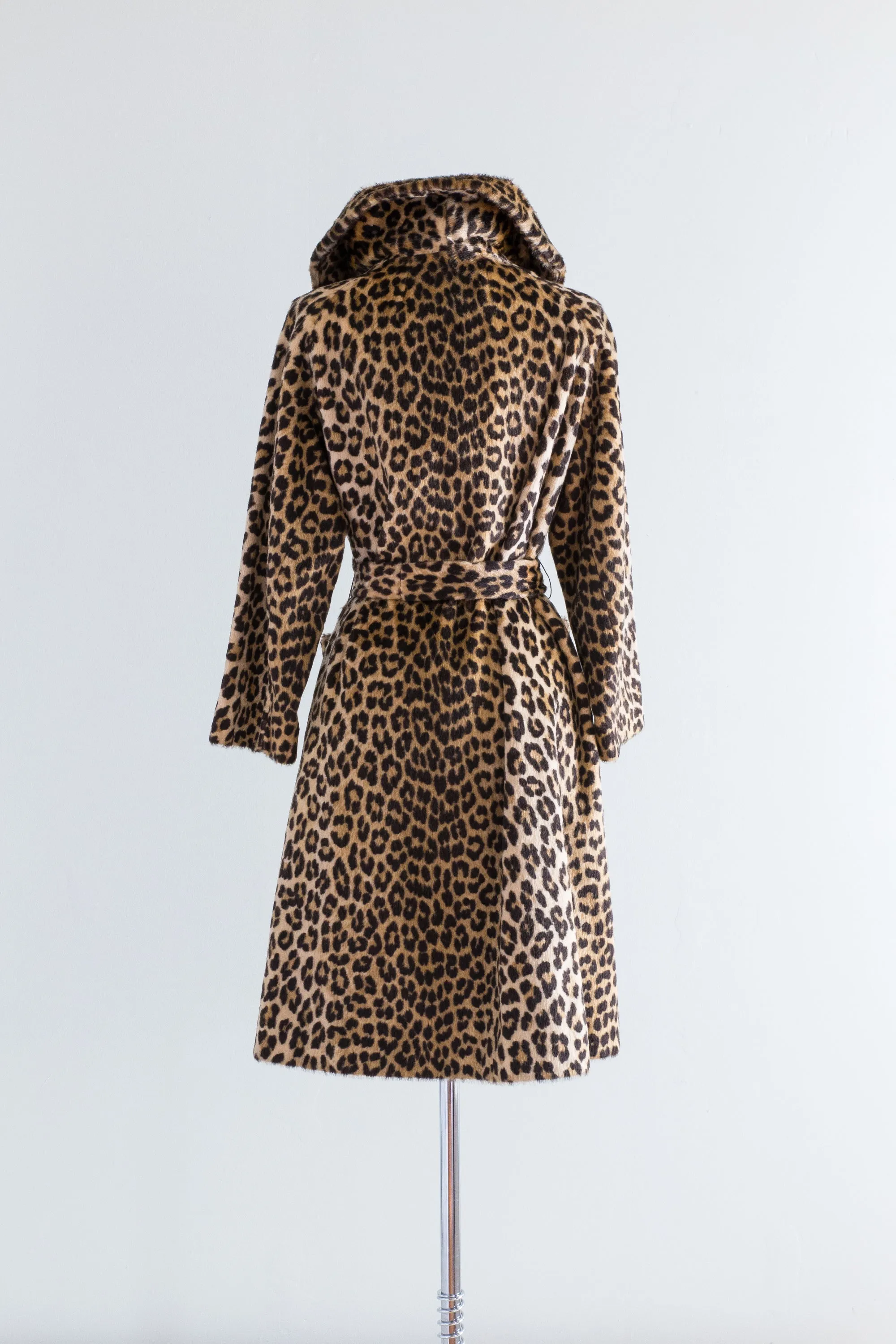 Fabulous 1960s Faux Leopard Print Trench Coat by Kilimanjaro / ML