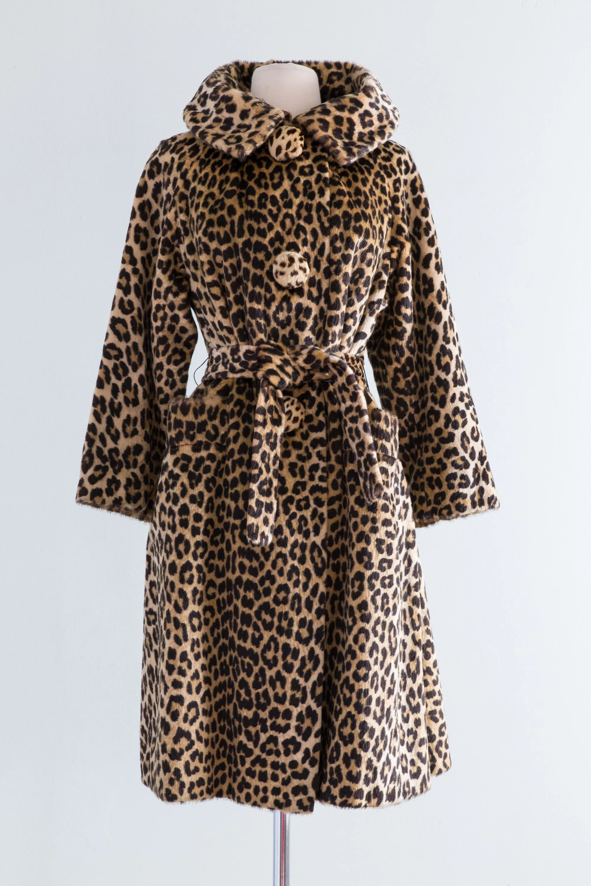 Fabulous 1960s Faux Leopard Print Trench Coat by Kilimanjaro / ML