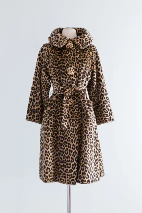 Fabulous 1960s Faux Leopard Print Trench Coat by Kilimanjaro / ML