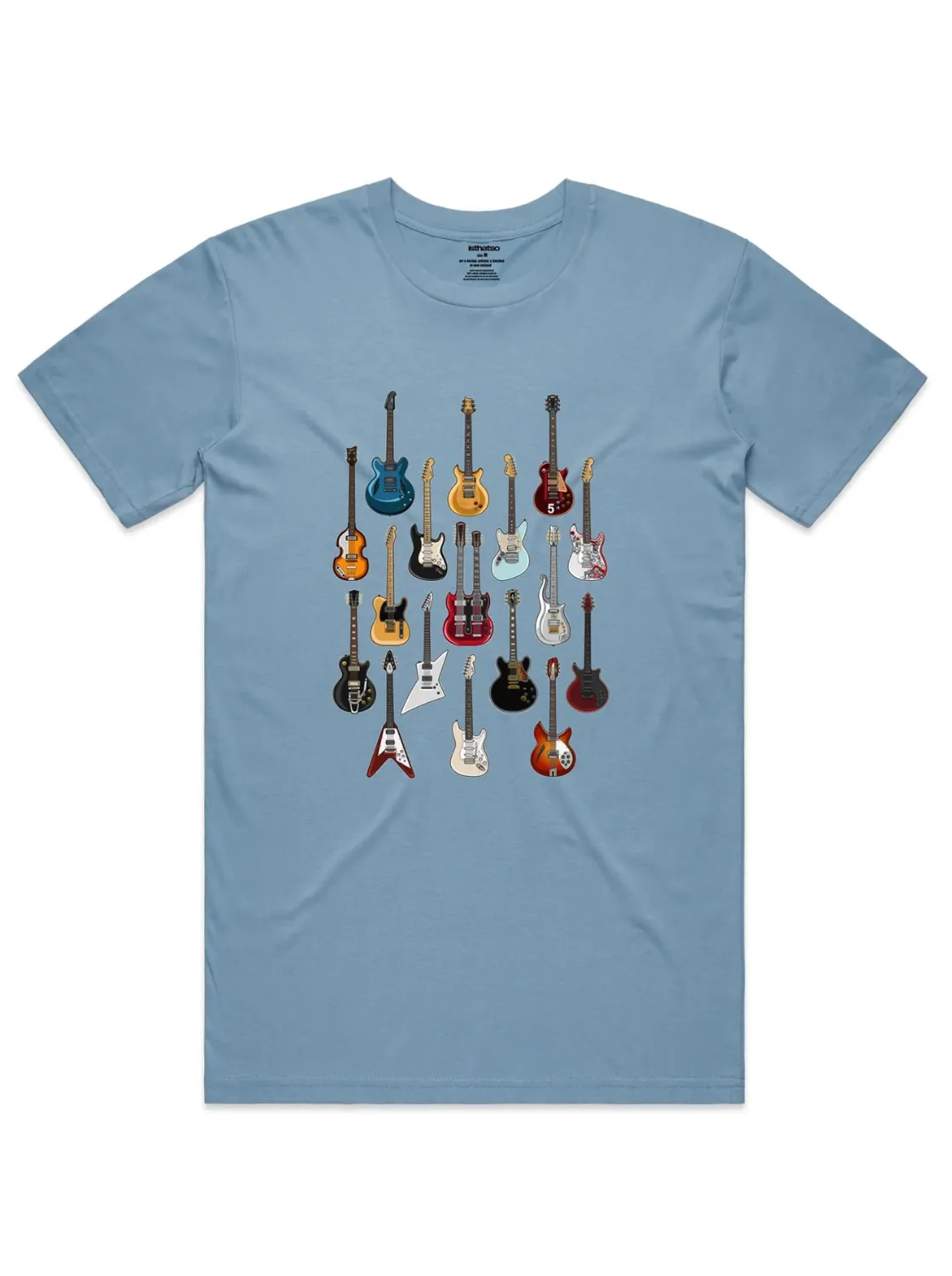 Famous Guitars Men's T-Shirt in Mid Blue