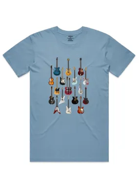Famous Guitars Men's T-Shirt in Mid Blue
