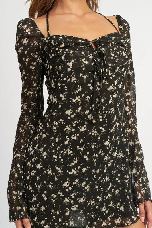 Floral Long Sleeve Mini Dress