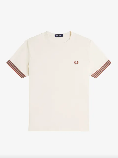 Fred Perry Striped Cuff T-Shirt/Light Ecru - New SS25
