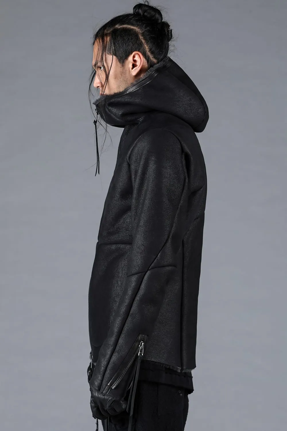 French Baby Lamb Shearling Hooded Jacket