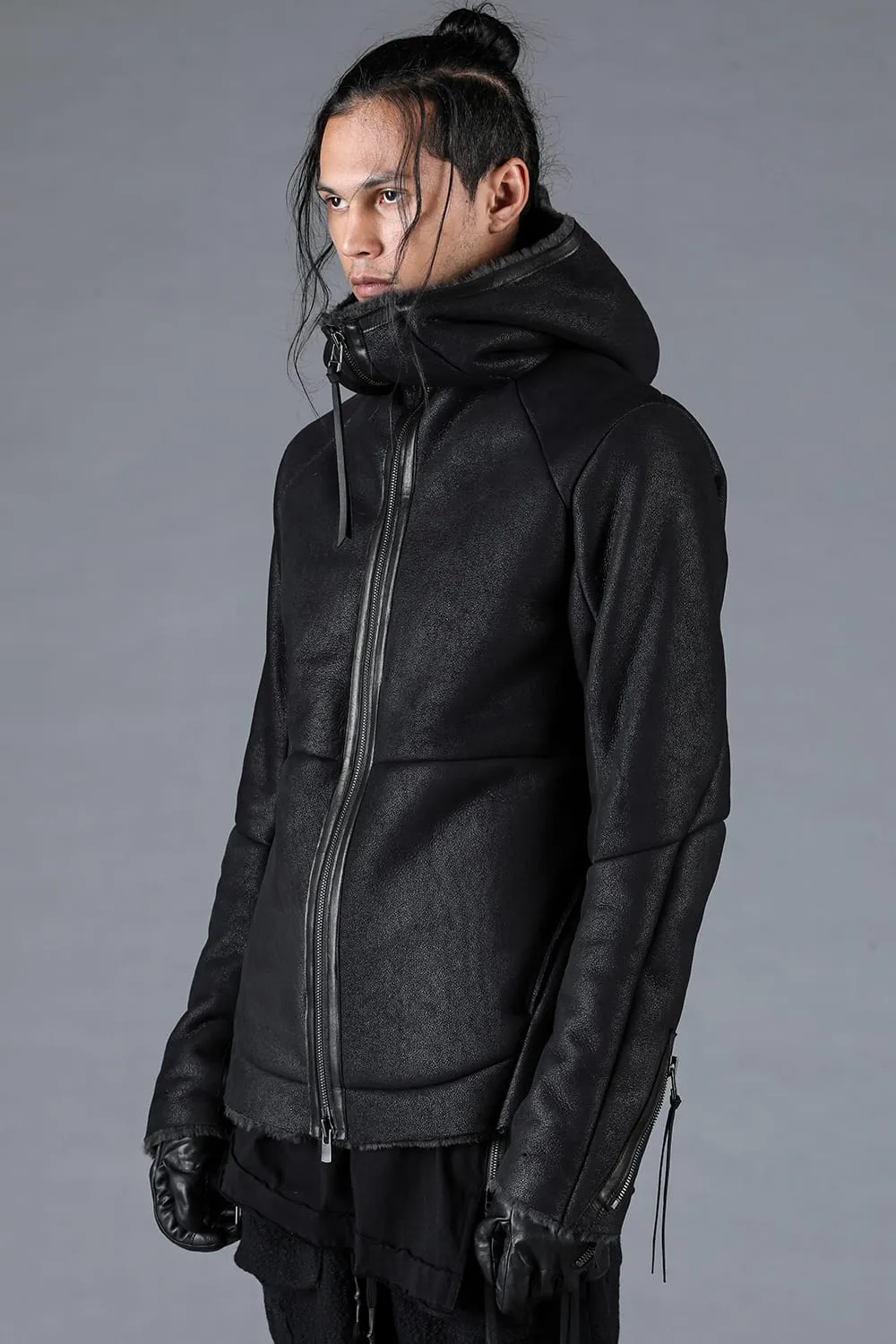 French Baby Lamb Shearling Hooded Jacket