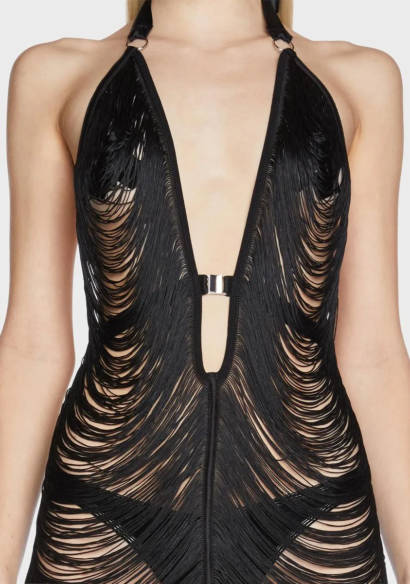 Fringe Benefits Sheer Slip Dress