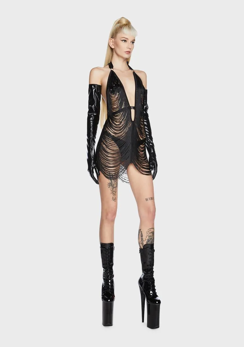 Fringe Benefits Sheer Slip Dress
