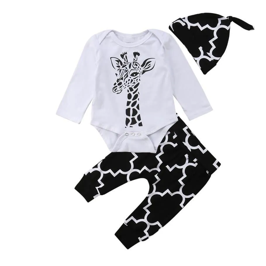Giraffe Black and White Baby Set
