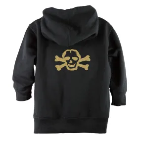 Gold Glitter Scribble Skull Front Zipper Toddler Hoodie
