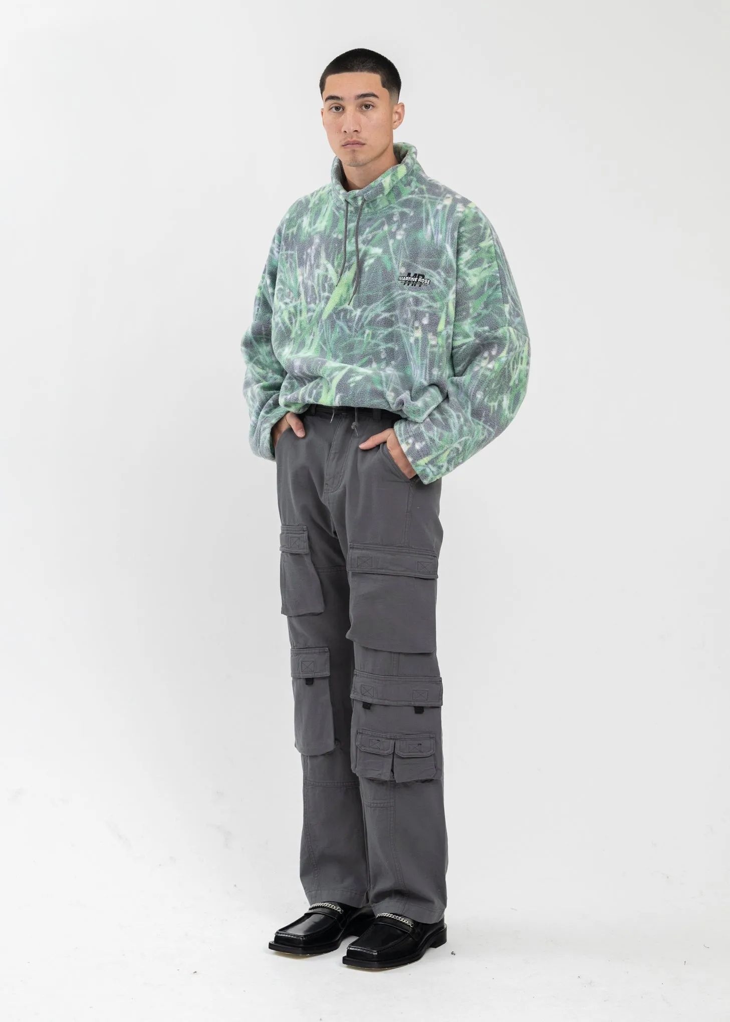 GRASS PRINT BATWING FLEECE