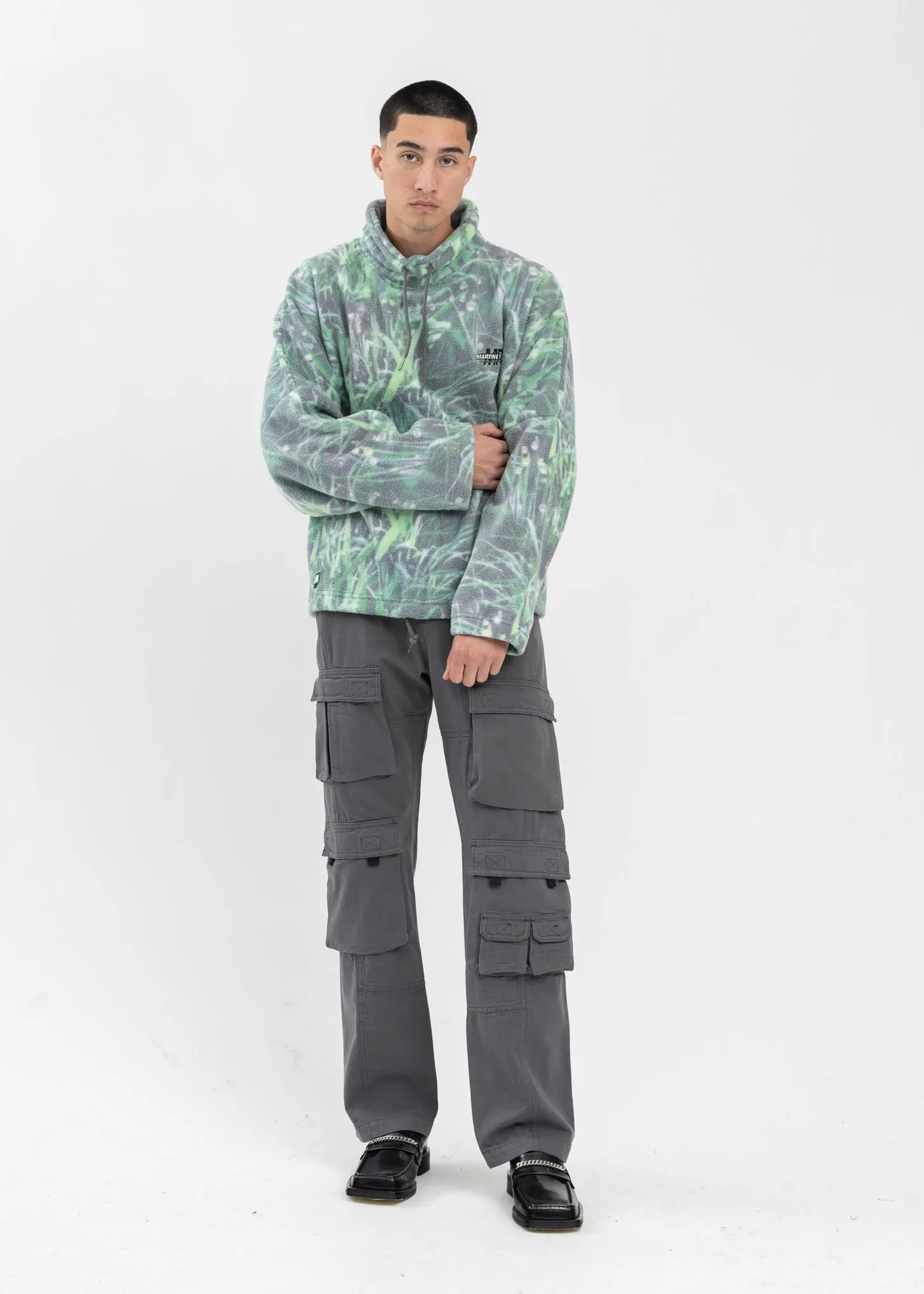 GRASS PRINT BATWING FLEECE