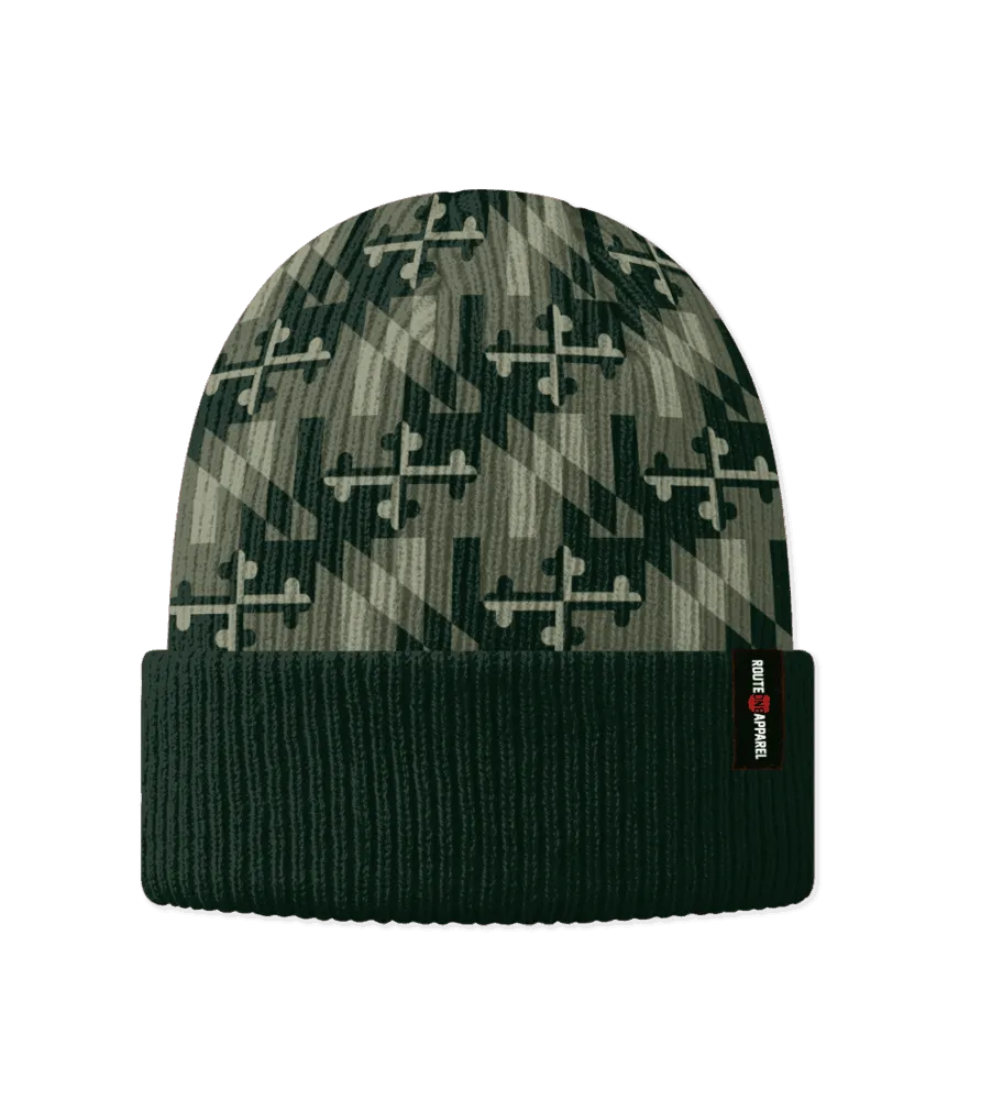 Green Camo Maryland Flag / Beanie