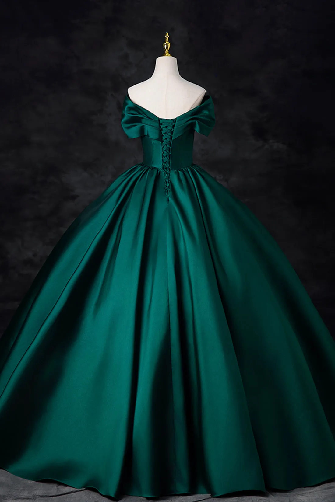 Green Satin Floor Length A-Line Formal Dress, Beautiful V-Neck Evening Party Dress