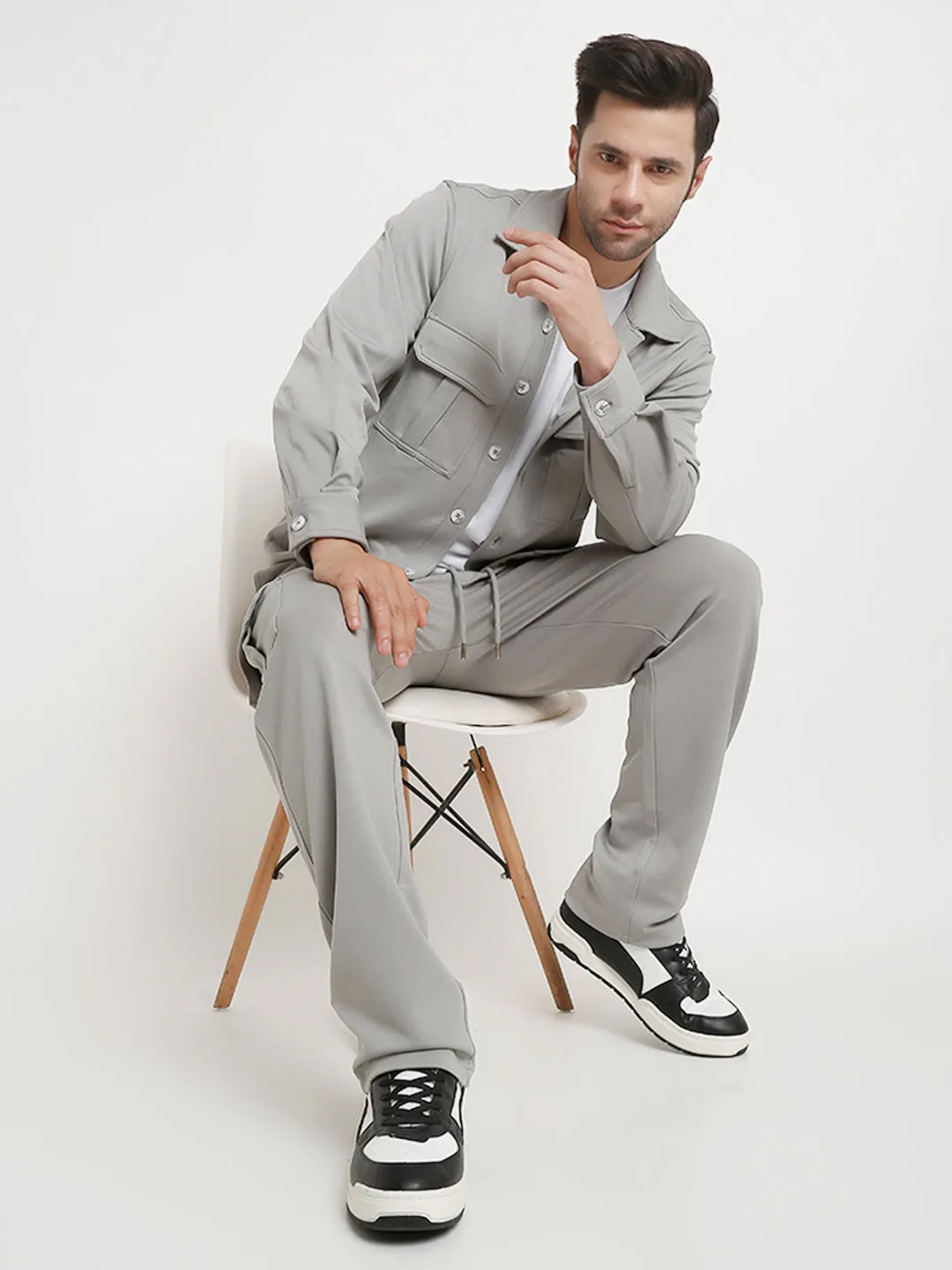 Grey Cargo Utility Shacket