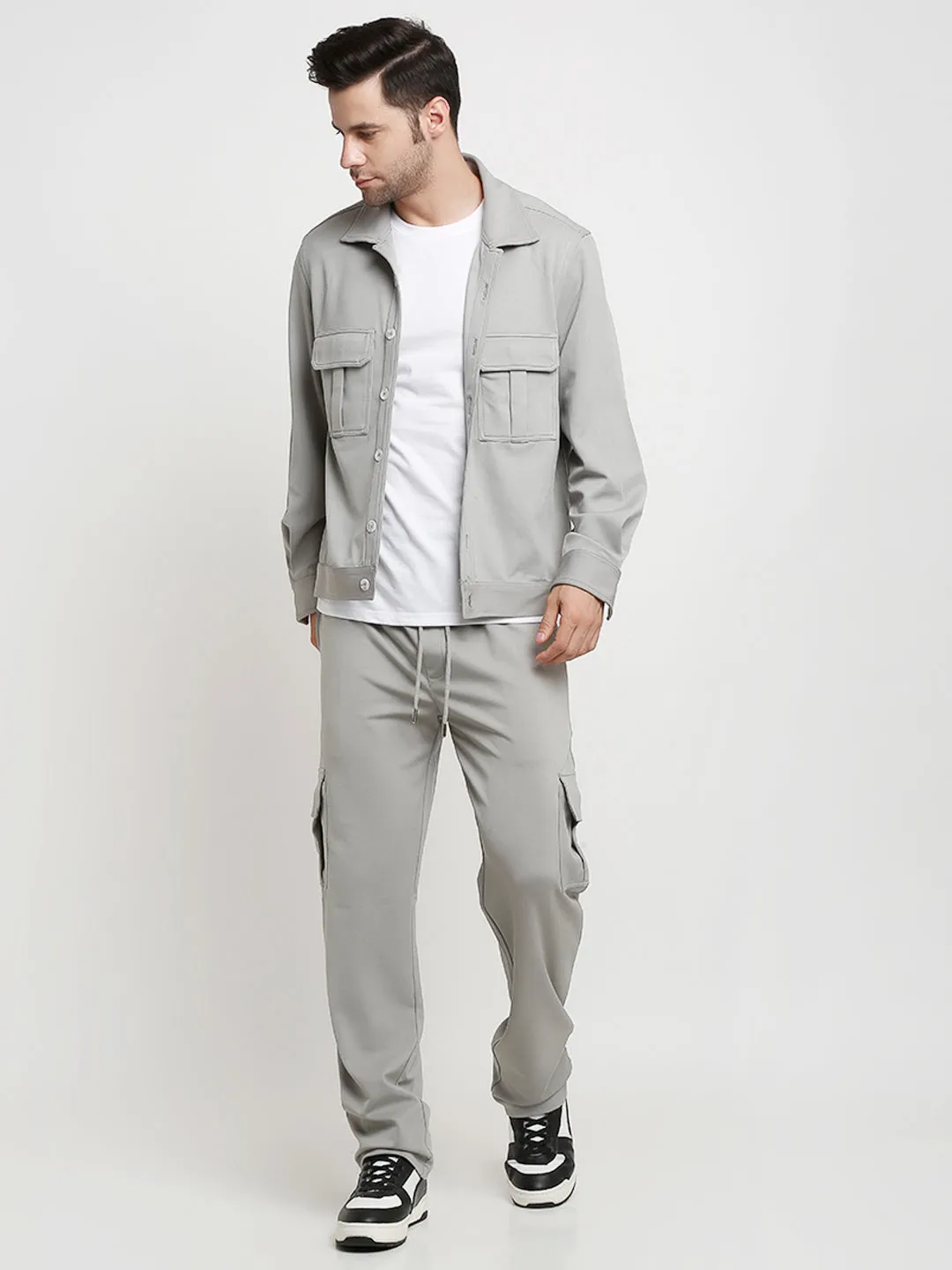 Grey Cargo Utility Shacket
