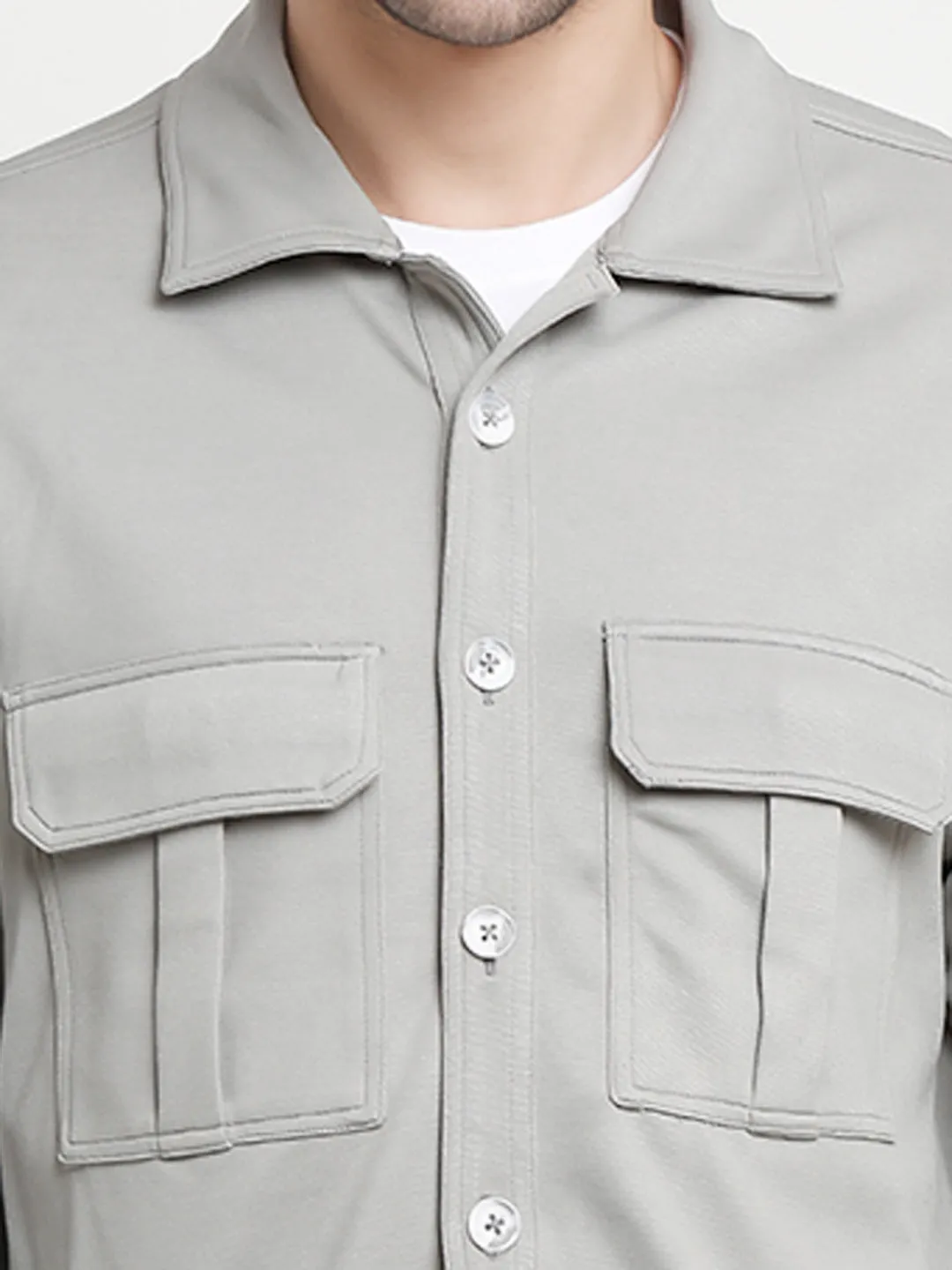 Grey Cargo Utility Shacket