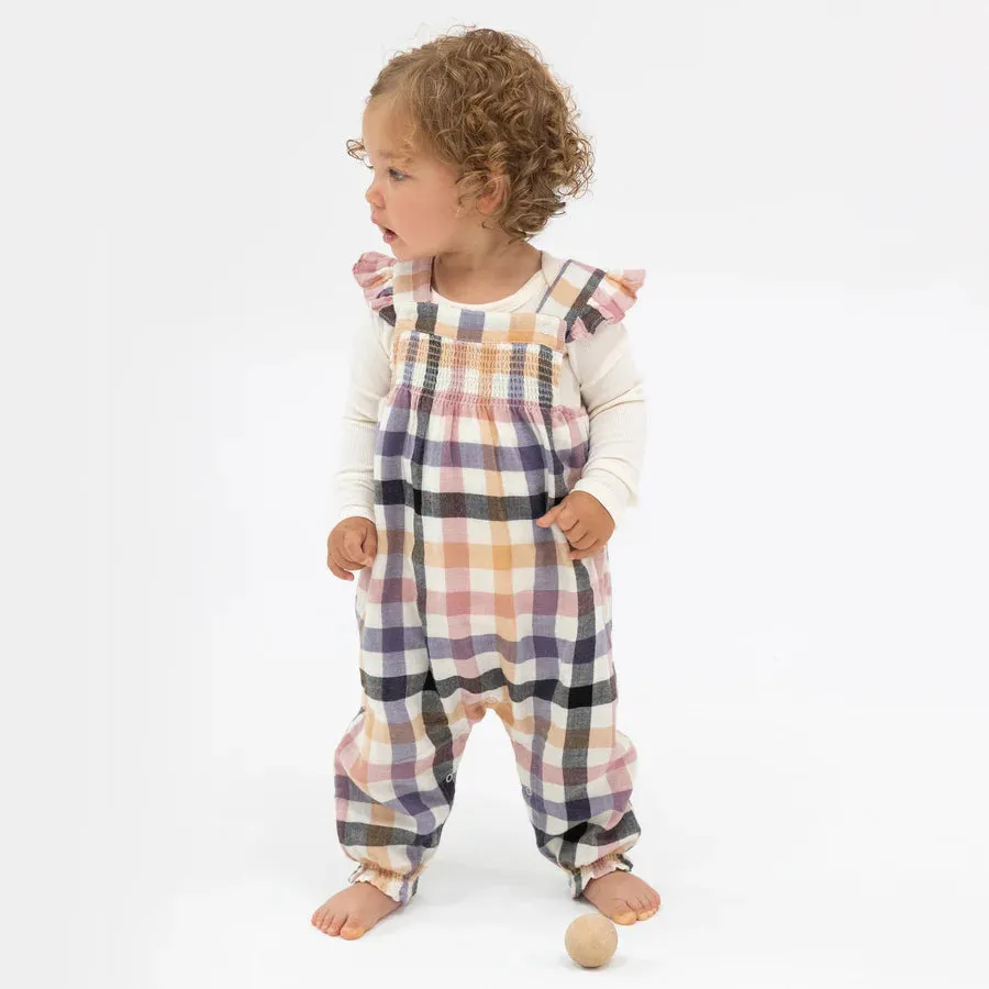 Harvest Plaid Smocked Overall