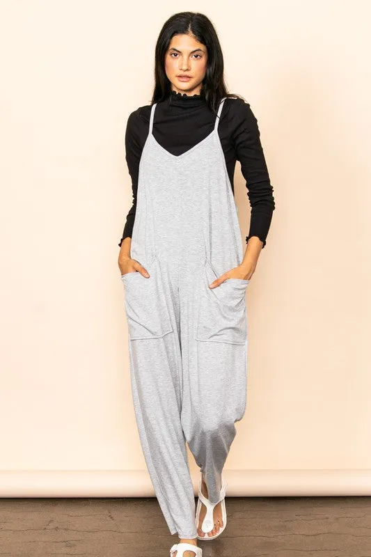 Heather Grey French Terry Jogger Fit Overall Jumper
