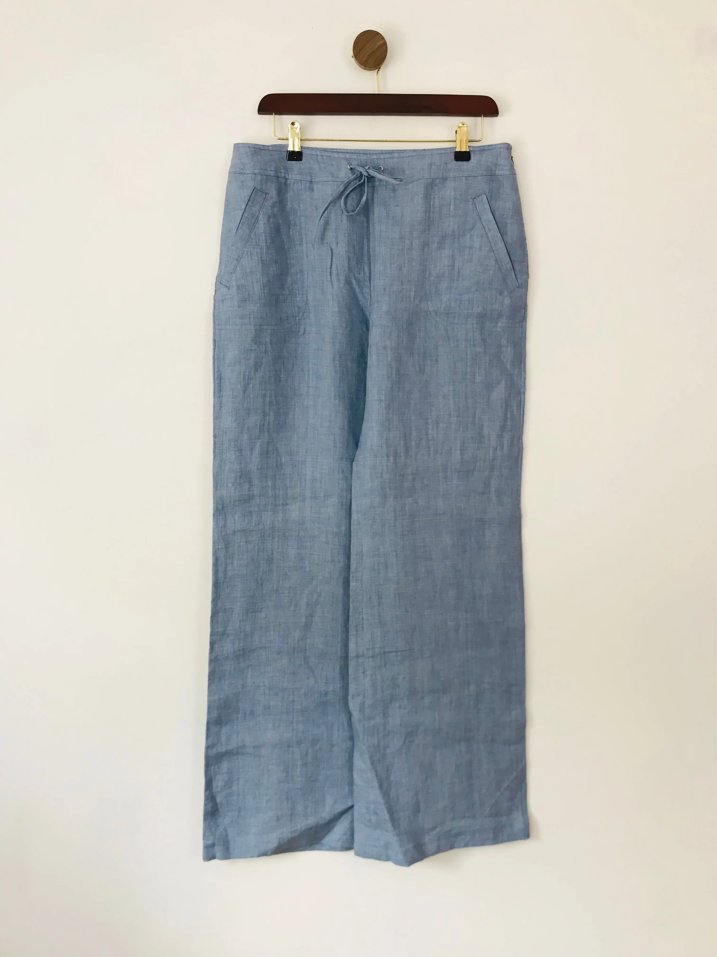 Hobbs Women's Flax Wide Leg Trousers | UK12 | Blue