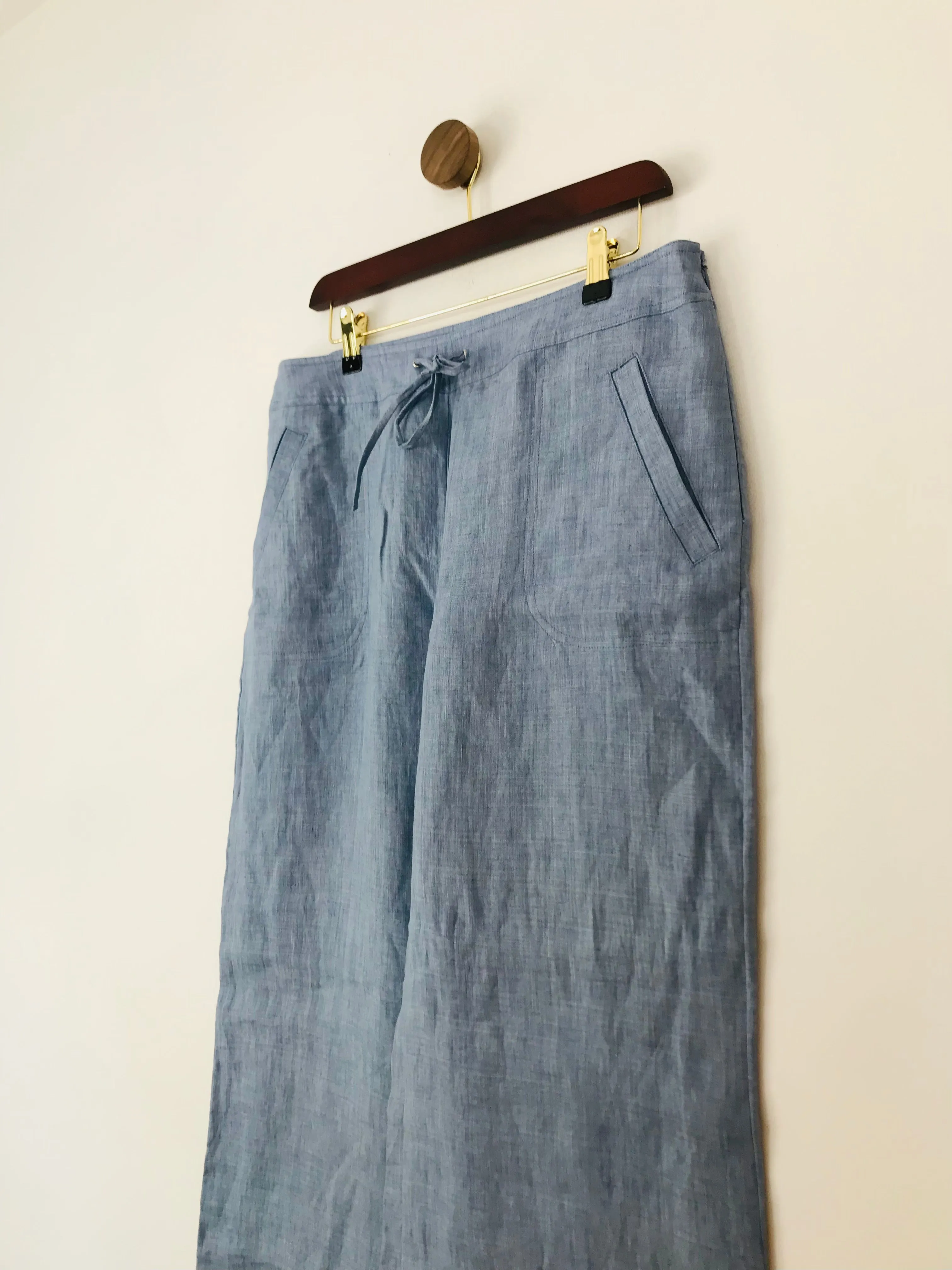 Hobbs Women's Flax Wide Leg Trousers | UK12 | Blue