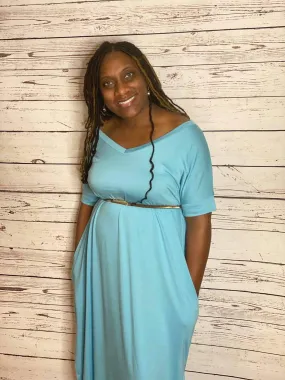I Am Purposed Dress (Milky Blue- Plus Size)