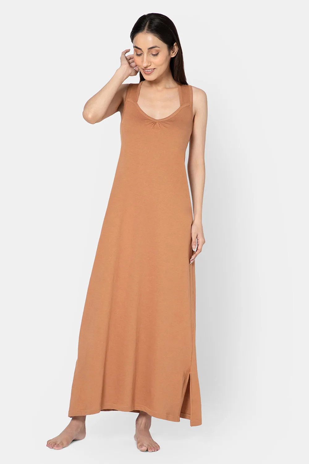 Intimacy Sleeveless Full-Length Night Slip | Ultra-Soft Cotton Comfort for All Seasons