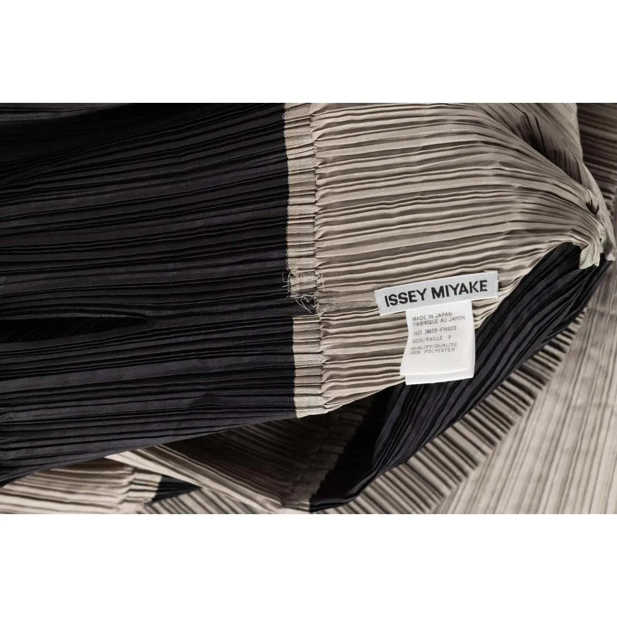 ISSEY MIYAKE 1990 Black & Beige Striped Pleated Spiral Dress | Size S/M