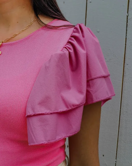It's All For You Ruffle Sleeve Bodysuit