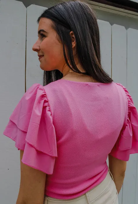 It's All For You Ruffle Sleeve Bodysuit