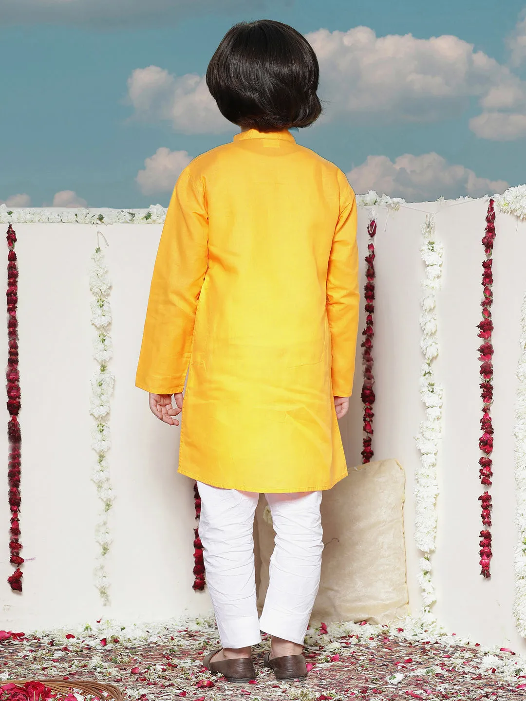 Jashvi Boy's Soft Comfortable Light Weight Cotton Kurta and Pyjama Set