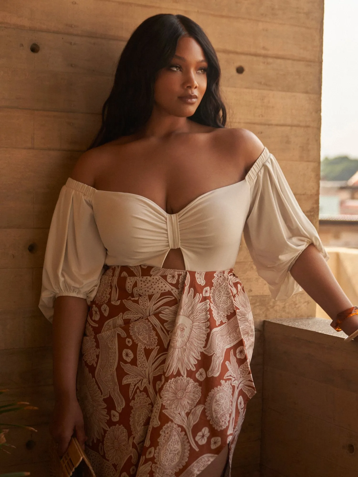 Jolie Off-The-Shoulder Cutout Bodysuit