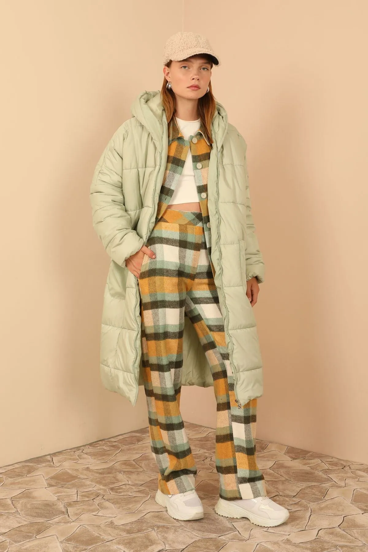 KKT Long Sleeve Oversize Women Coat - Mint - Lima