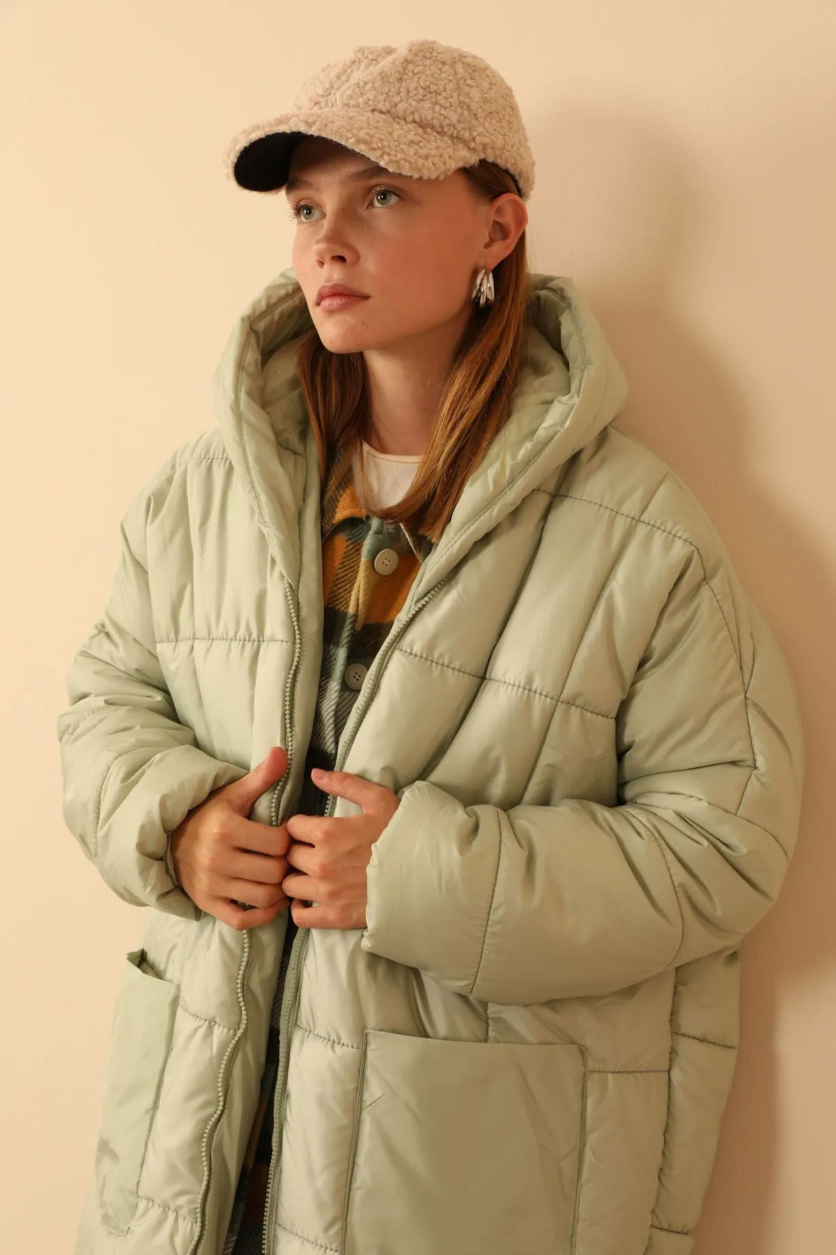 KKT Long Sleeve Oversize Women Coat - Mint - Lima