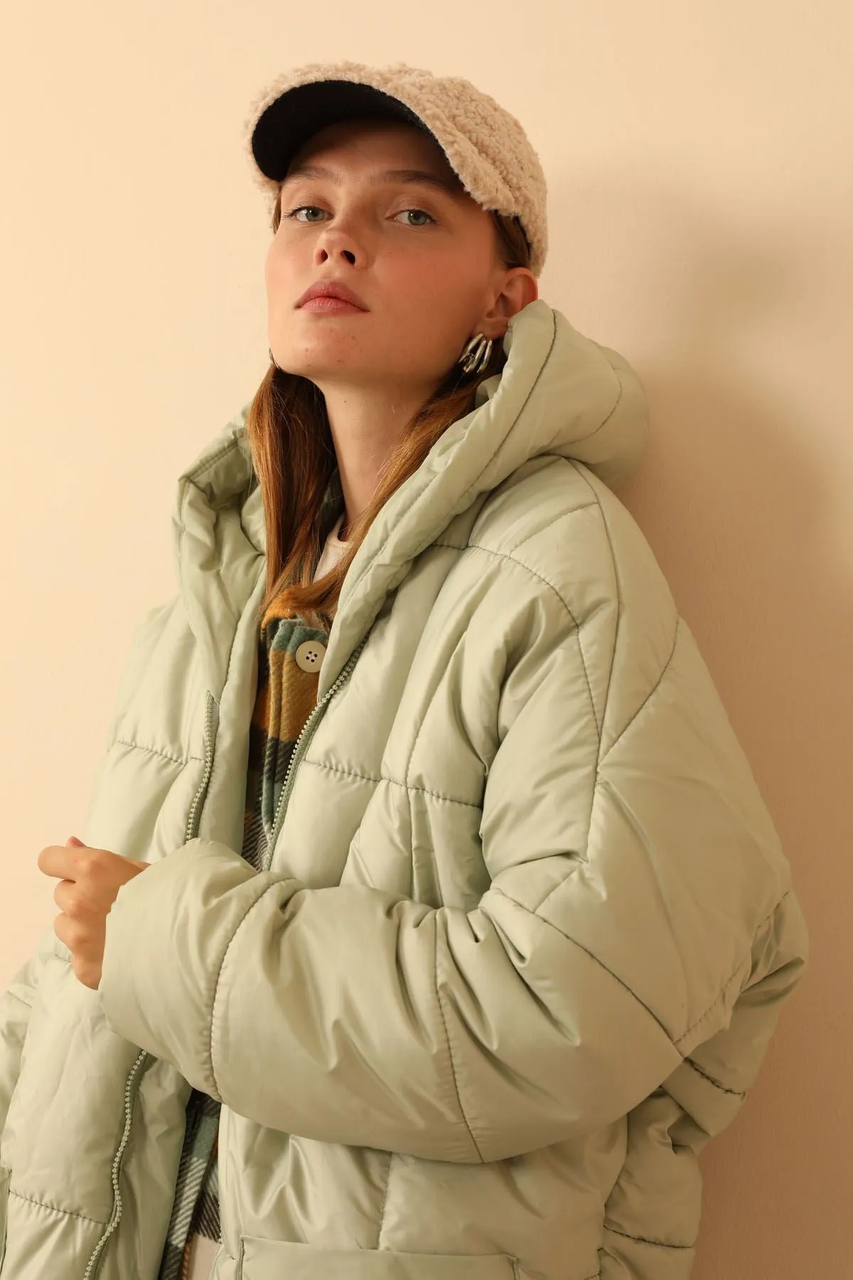 KKT Long Sleeve Oversize Women Coat - Mint - Lima