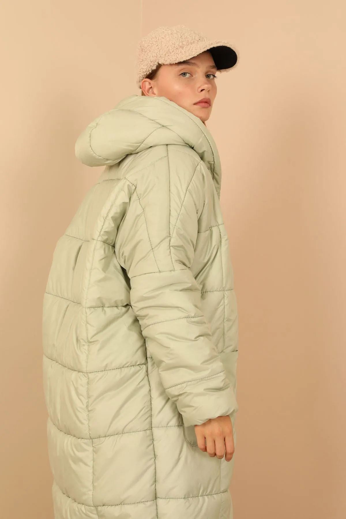 KKT Long Sleeve Oversize Women Coat - Mint - Lima
