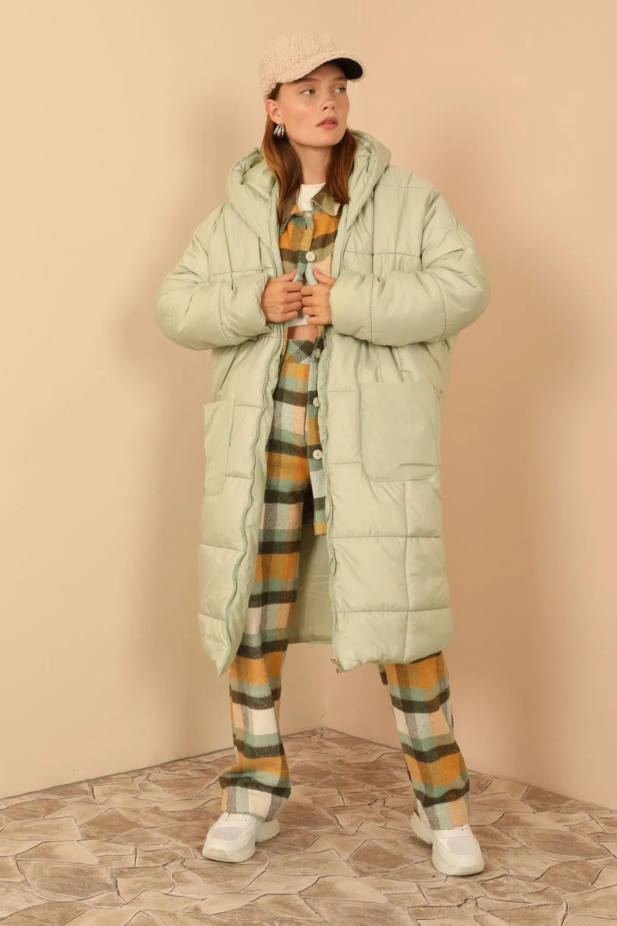 KKT Long Sleeve Oversize Women Coat - Mint - Lima