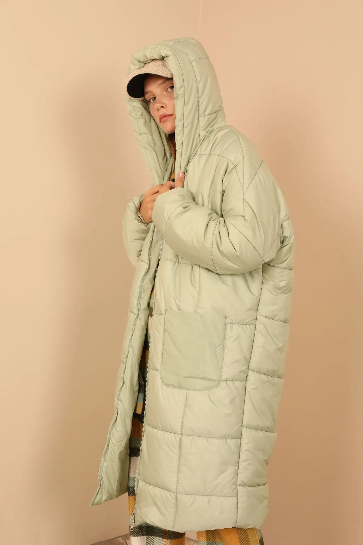 KKT Long Sleeve Oversize Women Coat - Mint - Lima