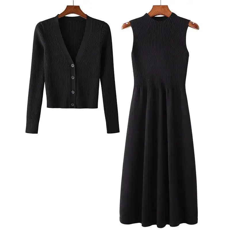 Knitted Dress & Cardigan Two-piece