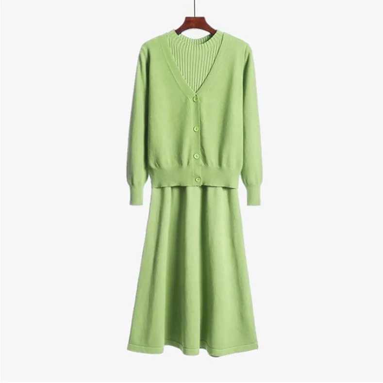 Knitted Dress & Cardigan Two-piece