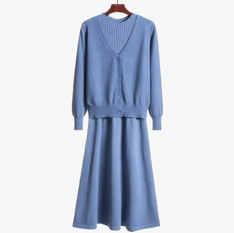 Knitted Dress & Cardigan Two-piece