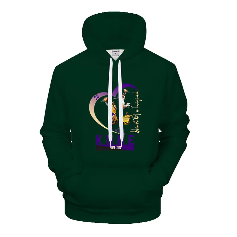 Kobe Fans' Hoodie "Heart Of A Legend" Mens Womens Dark Green| Nba lakers Kobe bryant Fans' Pullover (Any Color)