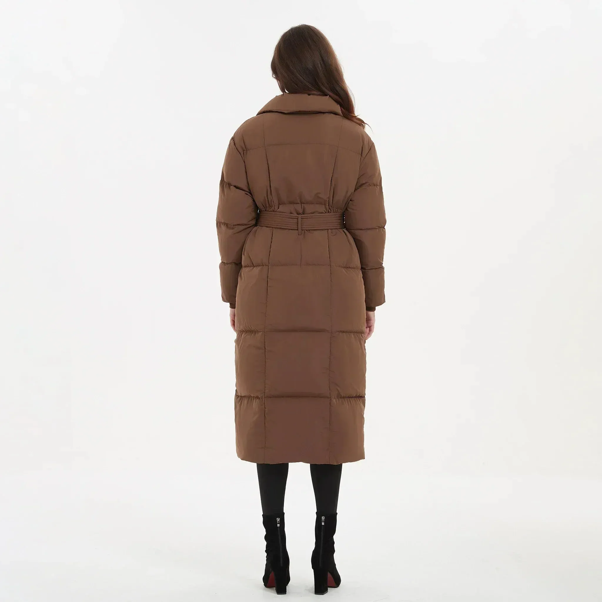 Lange Puffer Jas met Ceintuur