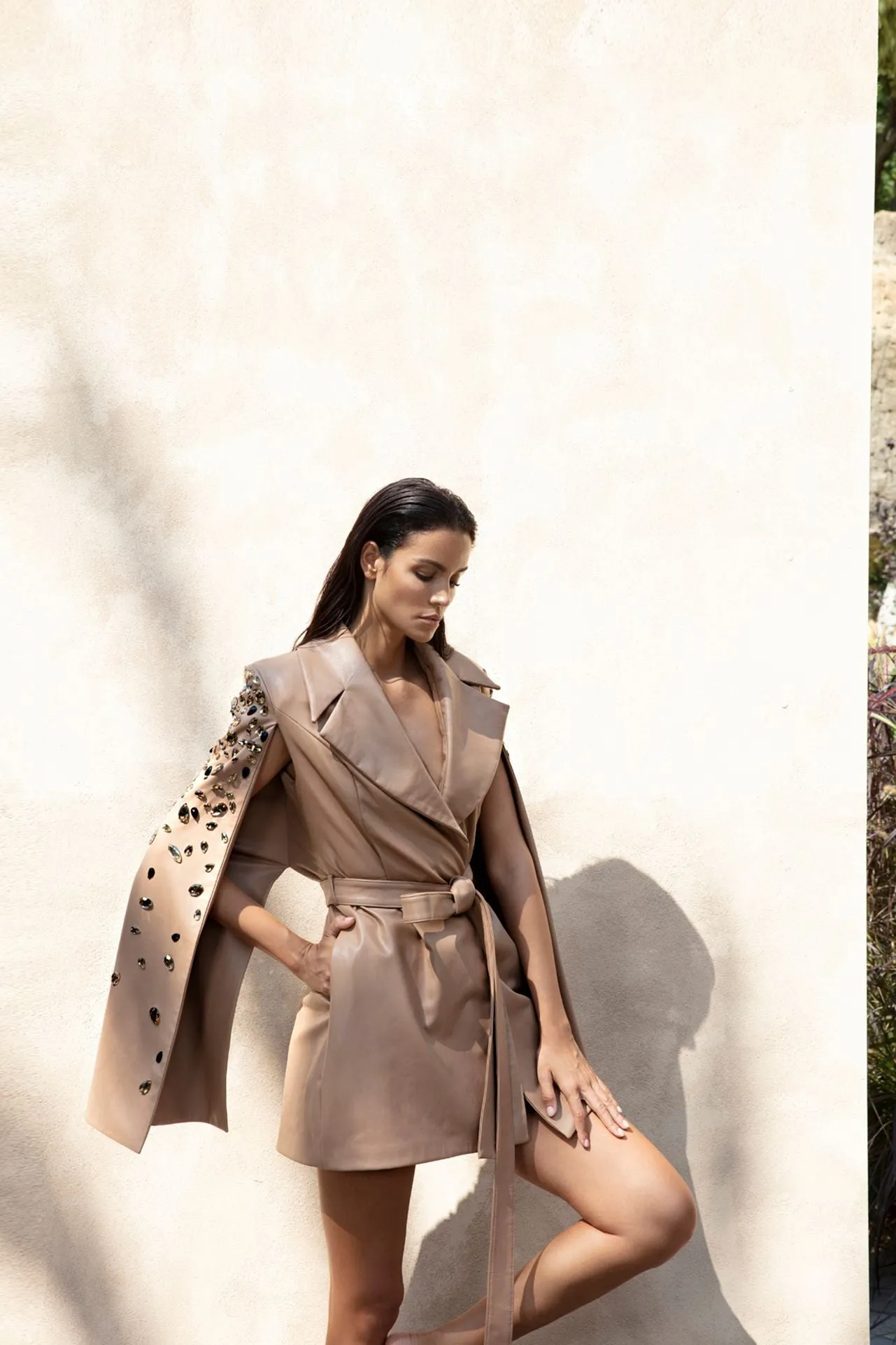 Leather Cape Coat
