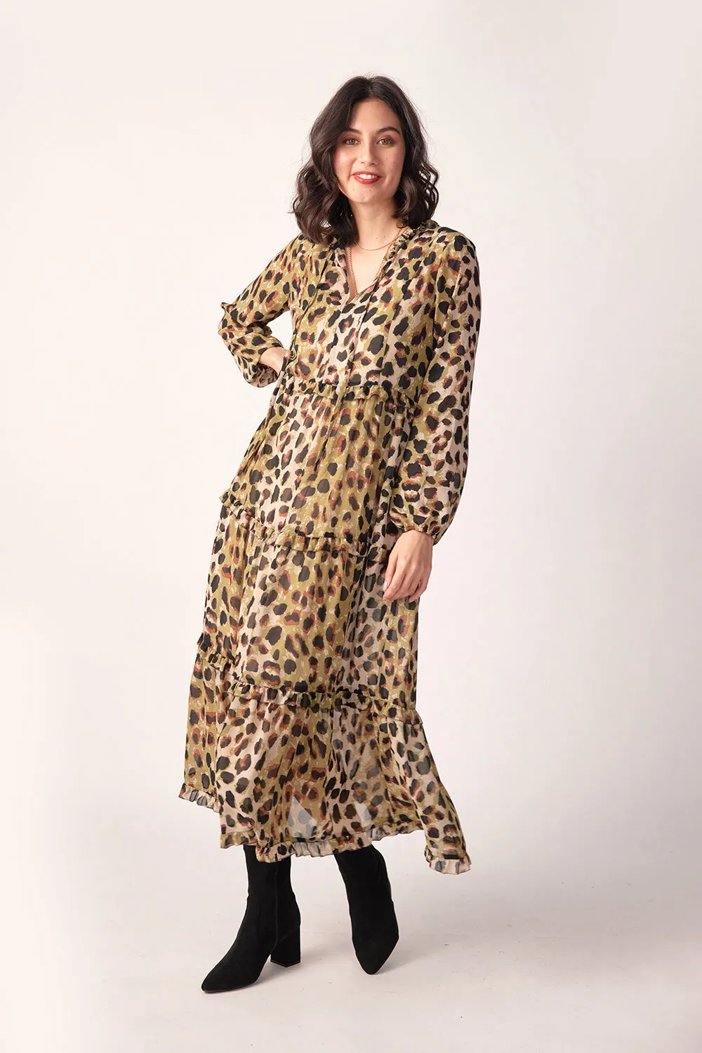 Lemon Tree Macy Dress And Singlet - Sage Leopard
