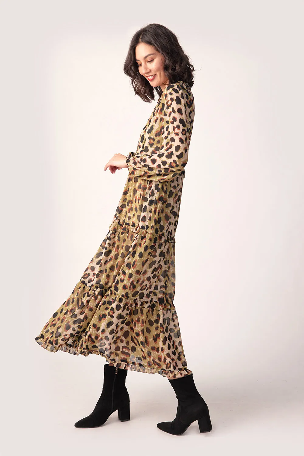 Lemon Tree Macy Dress And Singlet - Sage Leopard